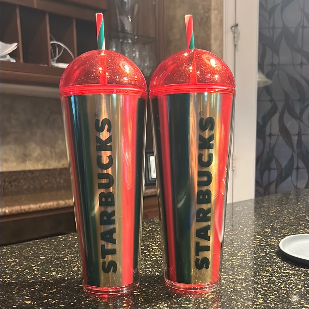 Starbucks Red and Gold Tumbler Set